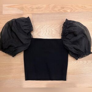 Aritzia Puffy Shoulder Crop Top